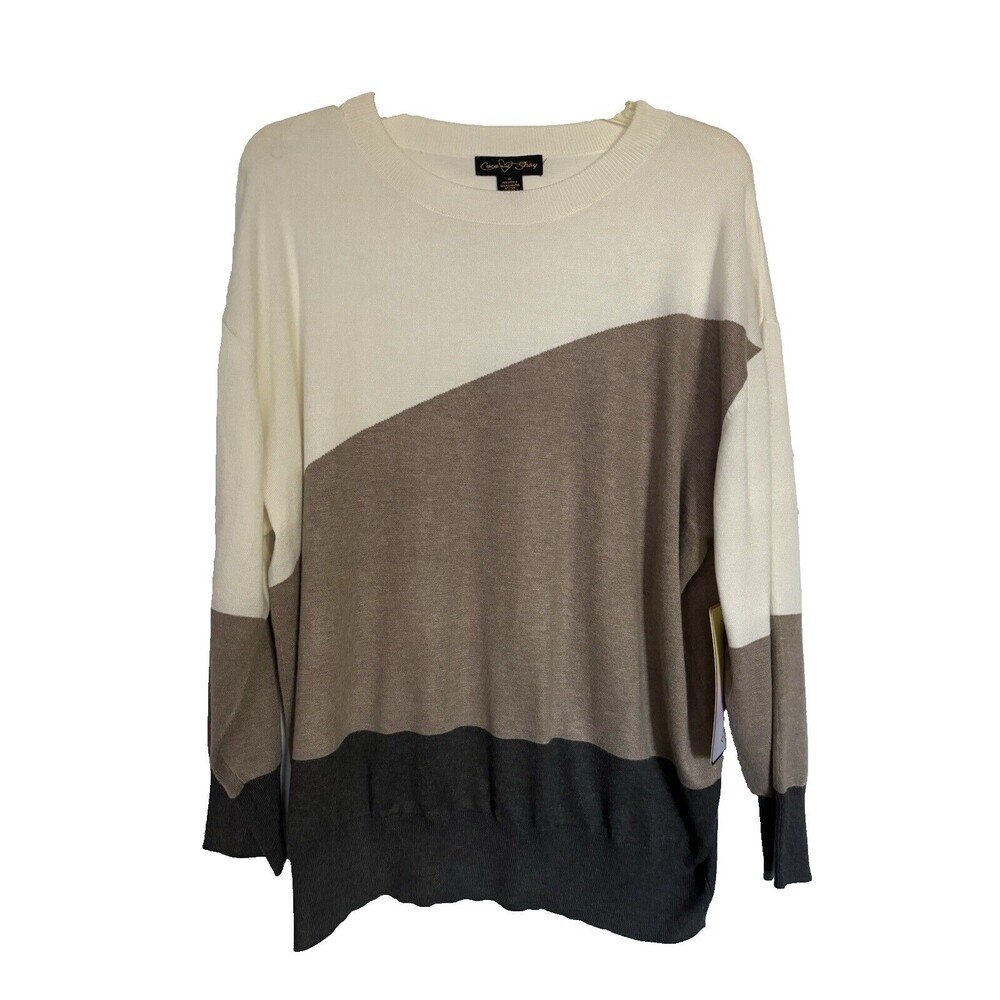 Coco and Shay Women's BOHO loose fitting comfortable Sweater top 3X Tri Color